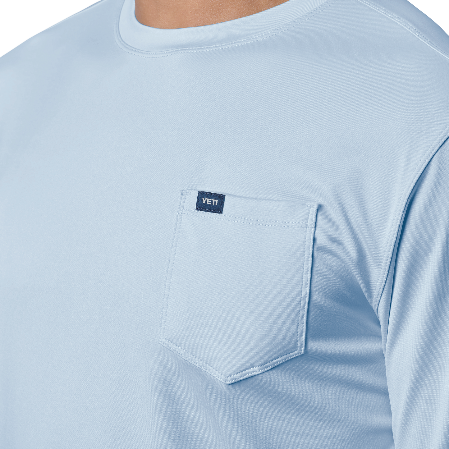YETI Langärmeliges Sunshirt mit Tasche Light Blue