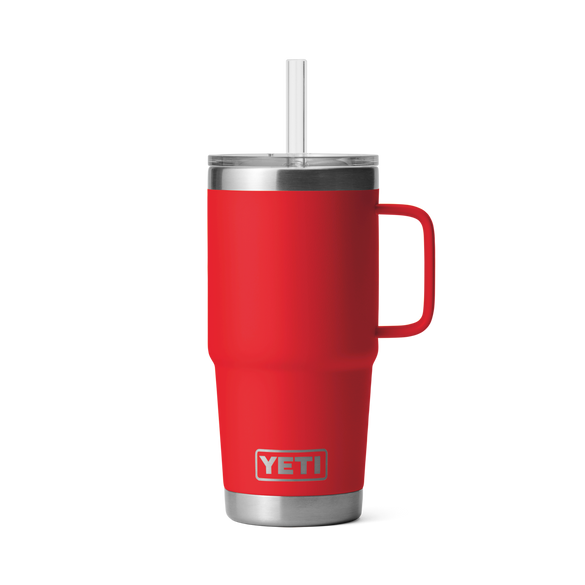 YETI Rambler® 25 oz (710 ml) Trinkbecher Mit Trinkhalm-deckel Rescue Red