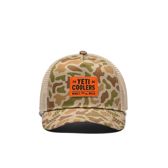 YETI COOLERS Flat Brim Rope Hat Camo Brown