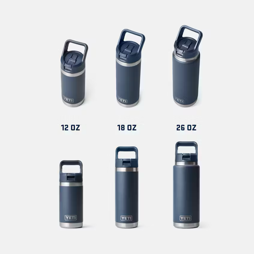 YETI water bottles of different sizes on a white background