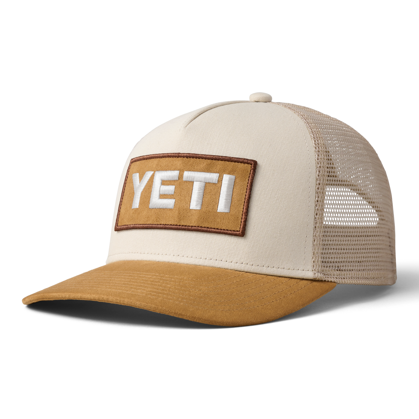 YETI Trucker-Cap mit Logo und Krempe in Wildlederoptik Khaki/Tan