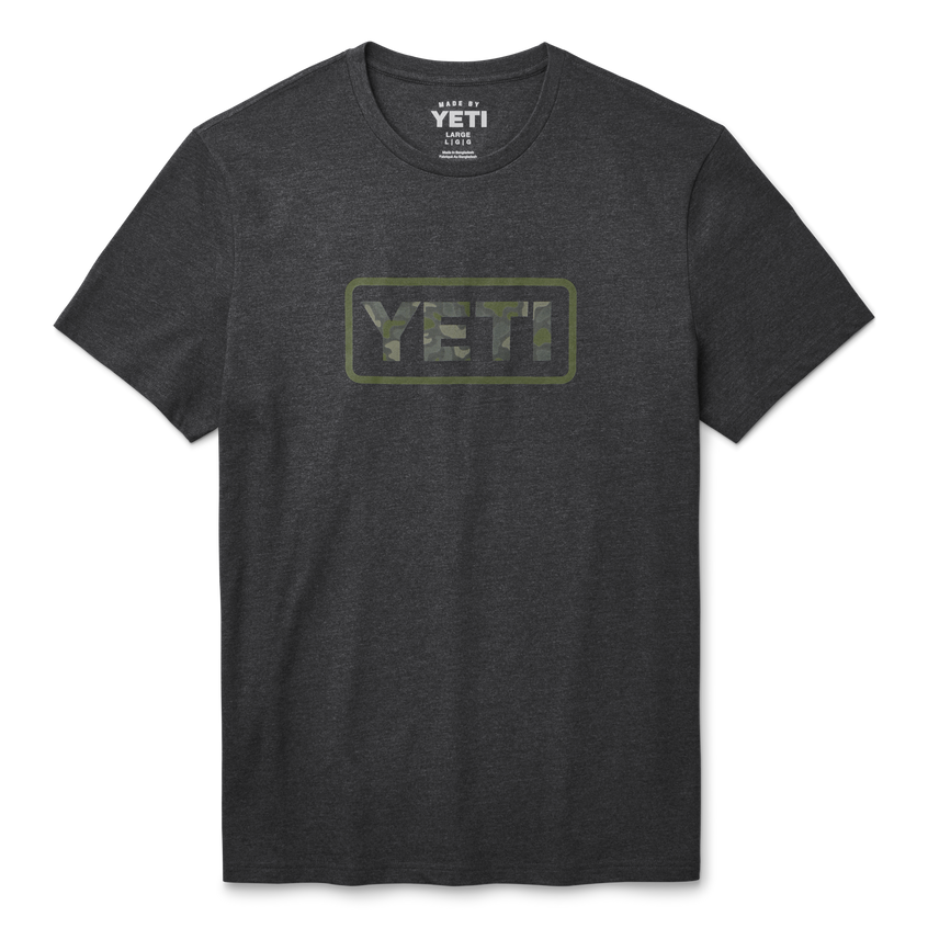 YETI Camouflage-Logo-Badge Kurzarm-T-Shirt Heather Charcoal