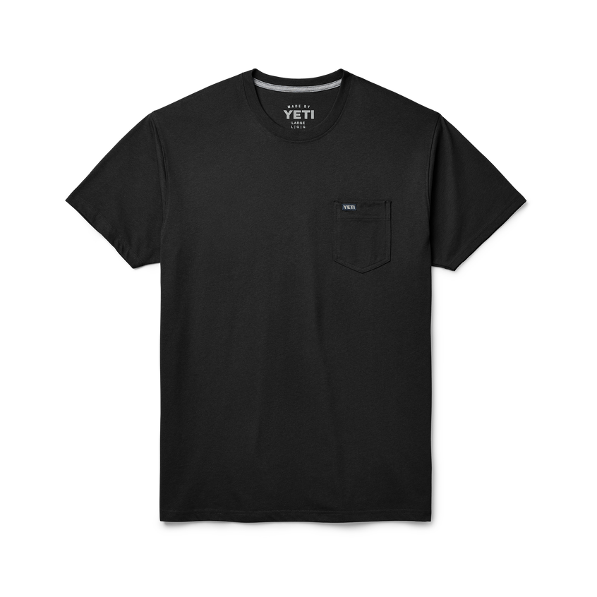 YETI Kurzarm-T-Shirt in Premiumqualität mit Tasche Schwarz