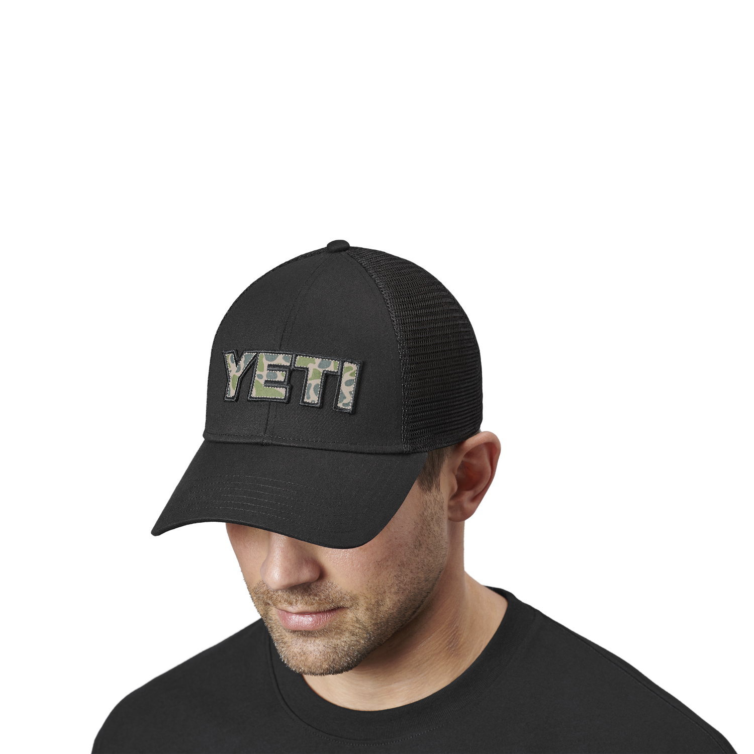 YETI Camouflage-Logo-Badge Trucker-Cap Schwarz