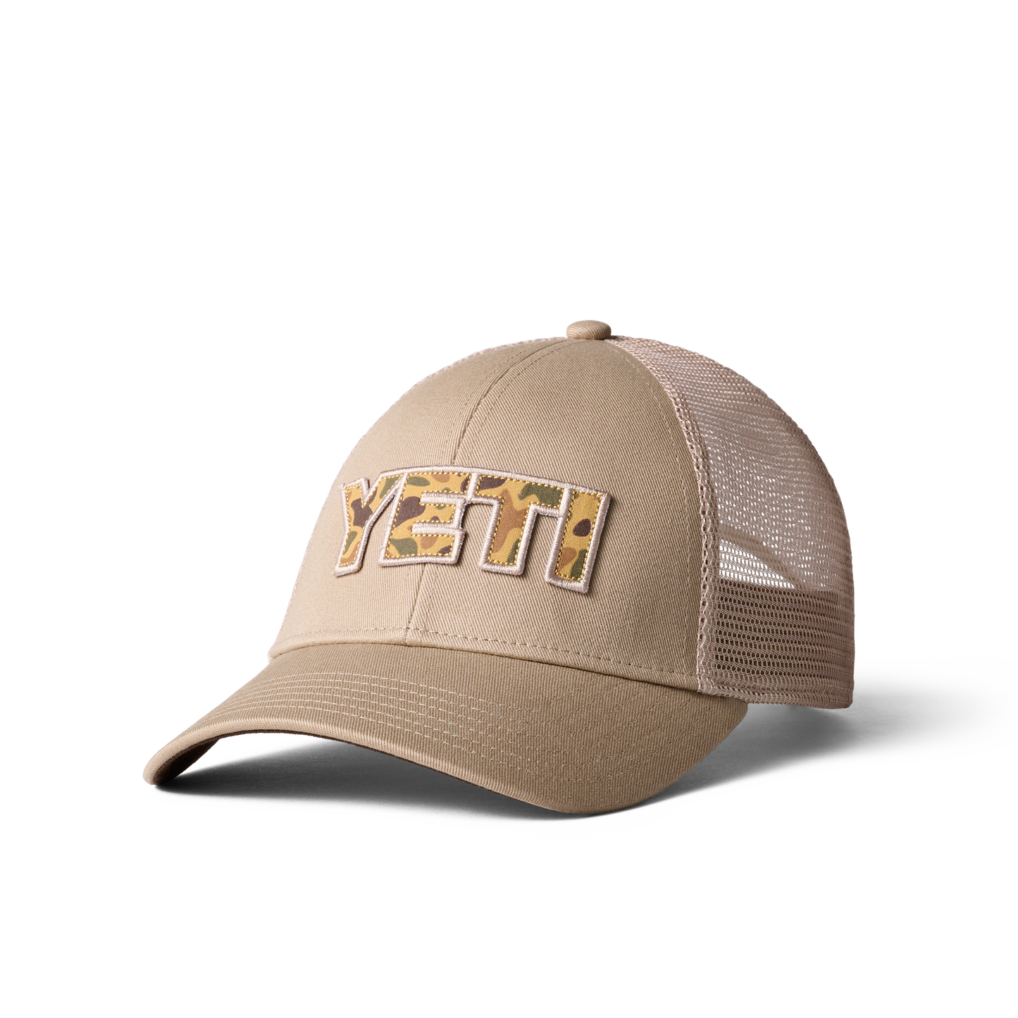YETI Camouflage-Logo-Badge Trucker-Cap Khaki