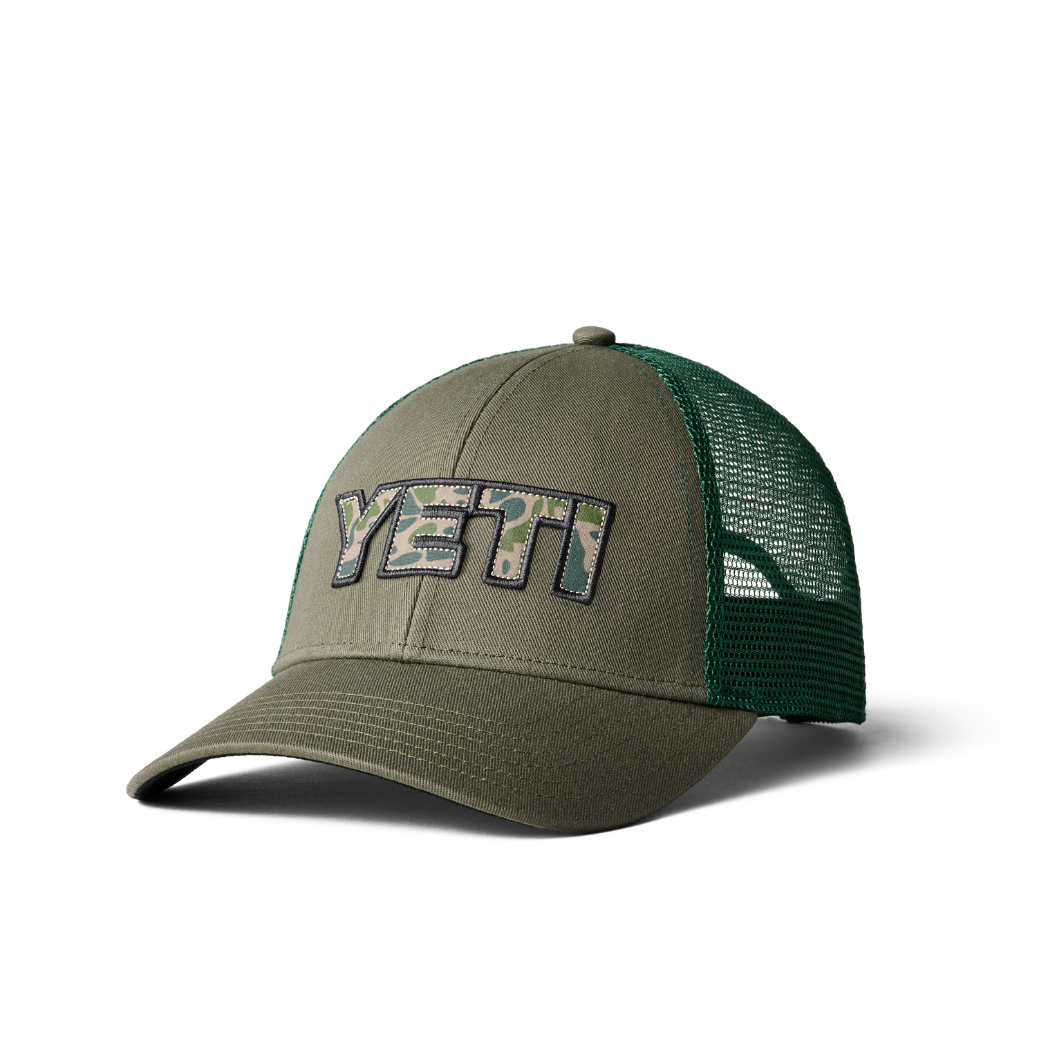 YETI Camouflage-Logo-Badge Trucker-Cap Olive