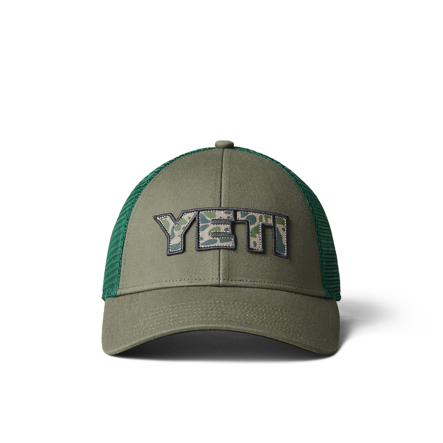 YETI Camouflage-Logo-Badge Trucker-Cap Olive