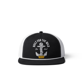 YETI Cap mit flacher Krempe und Hochsee-Emblem Schwarz