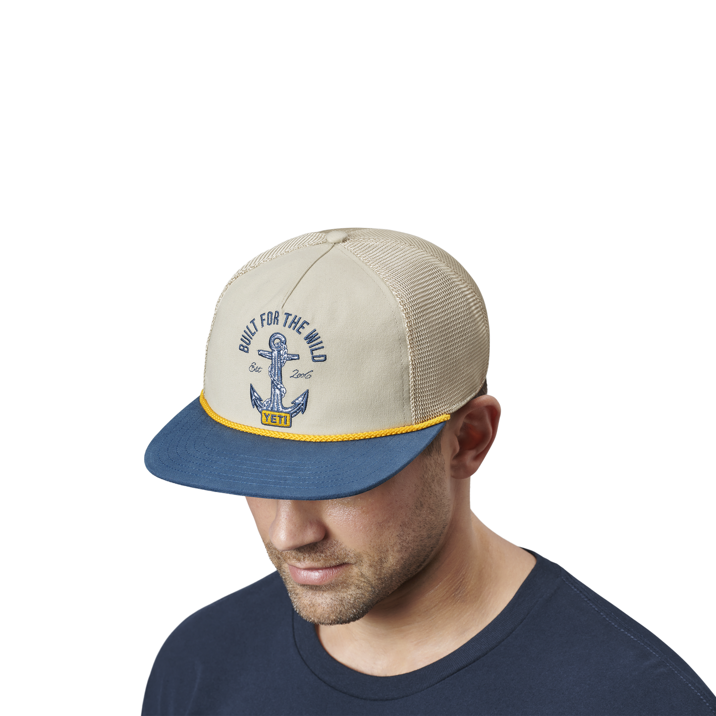 YETI Cap mit flacher Krempe und Hochsee-Emblem Tan/Navy